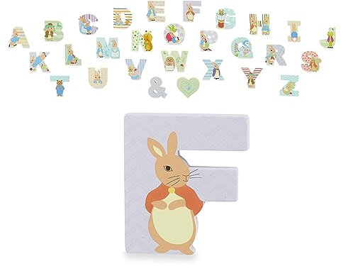 Peter Rabbit Wooden Letters by Orange Tree Toys, Letter F with Flopsy - Alphabet Animal Letter for Personalised Baby Name, Toy Box, Door, Wall Decorations, Animals Nursery Decor, Boys Girls Bedroom
