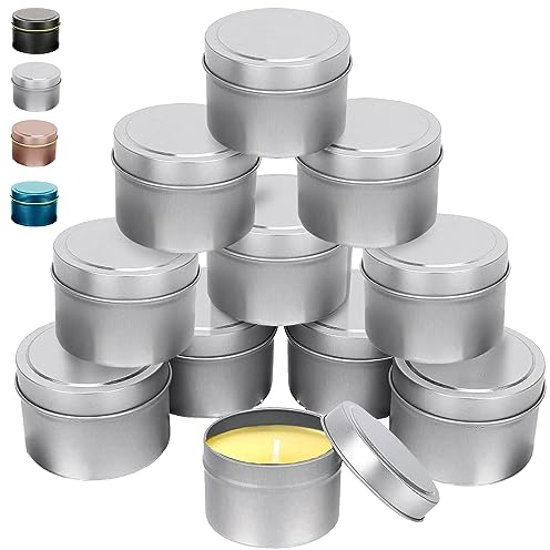 LUKIUP 12 Stück Kerzendosen,120 ml Mini Candle Making Jars Schwarz, Leere Metalldosen Behälter mit Deckel für Leere Kerzenbehälter für Kerzen Selber Machen Set