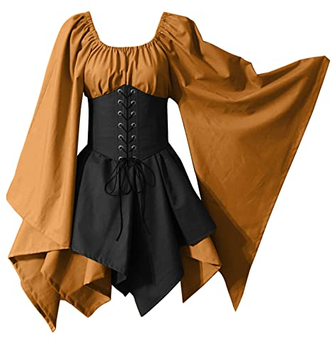 Traditionelles irisches Kleid für Damen Mittelalter Renaissance Kostüm ausgestellte Ärmel Korsett für Halloween viktorianisches Prinzessin Kleid