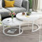 JHKG Mesa de centro apilable con marco de metal redondo blanco – Elegante mesa de anidación con parte superior de cristal efecto mármol para oficina en casa o sala de estar – Tamaños 70 cm negro + 50