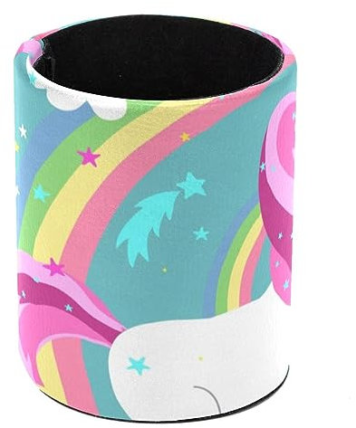 Eslifey Pot à crayons rond pour bureau, licorne avec cercle coloré arc-en-ciel, pot à stylos, pinceaux de maquillage, organisateur de papeterie pour la maison, le bureau, l'école