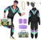 YADODO 90er 80er Jahre Outfit Herren Damen Trainingsanzug Jacke Hose Anzug 80er Accessoire 80er Jahre Kleidung Herren New Kids Kostüm 80iger Schlagerparty Bad Taste Outfit Paare Karneval (L)