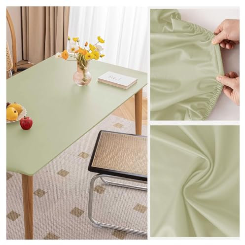 Copritavolo da Tavolo in Ecopelle con Bordo Elastico, Tovaglia Pelle Rettangolare Impermeabile Antimacchia Antiscivolo, Tappetino Protezione per Tavolo da Esterno, Patio, Cucina, Pranzo(80x140cm,Green