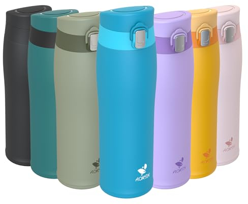 AORIN Trinkflasche Edelstahl 18/8, 500ml, Auslaufsicher Thermoskanne Isolierflasche Doppelwandig, BPA-Frei Sportflasche, Trinkflaschen für Sport, Schule, Outdoor