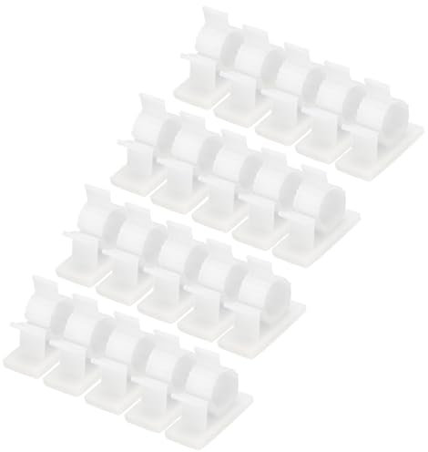 sourcing map 25Pcs Cable Management Clips, 13-16mm Dia Self Adhesive Nylon Wire Holder, Adjustable Organizer Clamp for PC Desk Office, White