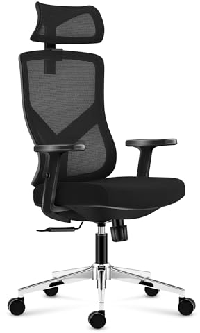 MARK ADLER Manager 3.3 Black | Ergonomischer Bürostuhl Drehsessel Chefsessel | 130 kg belastbar | Höhenverstellbar | Verstellbare Armlehnen Rückenlehne Kopfstütze | Stoff | Homeoffice Büro | Schwarz