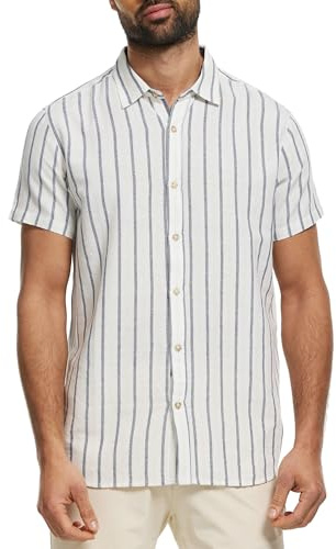 Indicode Herren INLingo Kurzarmhemd aus Baumwoll-Mix | Herrenhemd gestreift Kurzarm Hemd Pale Banana, XL