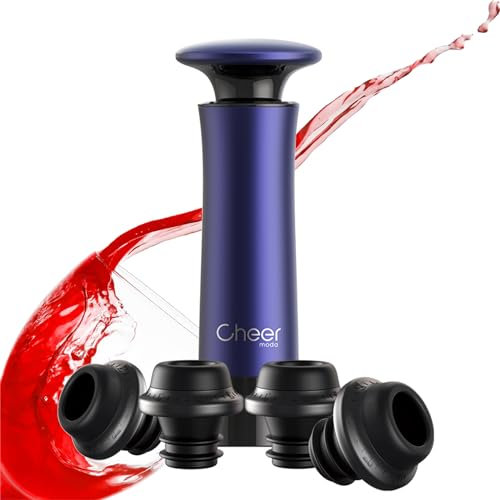 TREEPLET - Pompe à vide manuelle avec 4 bouchons pour bouteille de vin - CHEER MODA (Rouge)