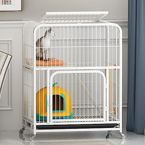 Kleintier-Laufgitter, groß, 3 Etagen, Metalldraht, für Kätzchen, Käfig, Laufstall, Käfig, Zwinger, Katzenheim, 1 x Hängematte/4 x Rollen/1 x Tablett/1 x Katzentoilette (Größe: 78 x 55 x 100