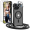 GUtttGU Handykette für iPhone 12 Pro Max Hülle mit Band mit 2 Displaychutzfolie Panzerglas + 2 Kamera Schutzfolie Klar Handyhülle Kompatibel mit Magsafe Schutzhülle Case für iPhone 12 Pro Max Schwarz