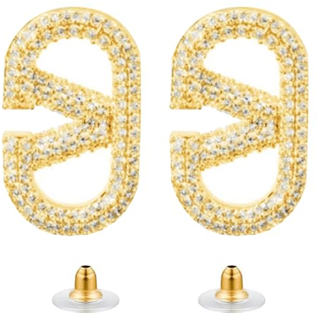 Hanaoops Ohrringe für Damen Geometrischer Buchstabe Ohrringe Hypoallergen Quadrate Ohrstecker Ohrringe Modeschmuck Ohrringe für Frauen und Mädchen Geschenke Gold & Silber