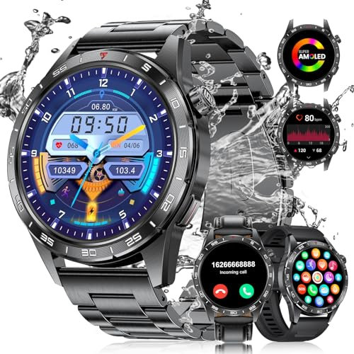 LIGE Montre Connectée Homme avec Appel Bluetooth,1,43 AMOLED Sport Smartwatch avec Fréquence Cardiaque/Moniteur Sommeil,Fitness Tracker Podomètre Etanche IP68 Montre Chronometre pour Android iOS