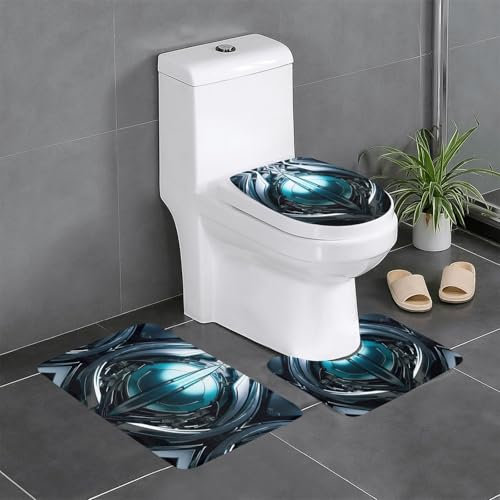 WZYWHJ Badezimmermatten-Set mit 4 Ölbildern, rutschfest, langlebig, leicht zu reinigen, geeignet für Badezimmer und WC