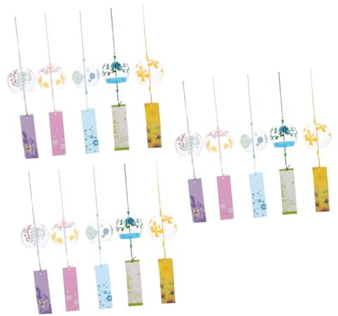 TINEASUR 15pièces Carillons Verre Suspendus pour Décoration De Jardin Cloches Éoliennes Transparentes pour Extérieur Et Patio