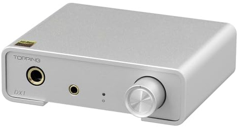 TOPPING DX1 Mini DAC & Headphone Amplifier, AK4493S Chip, 280mW x2, Supports DSD256 PCM384, 6.35mm & 3.5mm Outputs, Discrete LNRD for Windows, MAC, iOS, Android, HiFi Audio (Silver)