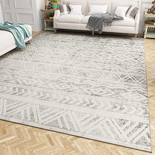 SIXHOME Tappeto antiscivolo morbido lavabile in lavatrice Tappeto Soggiorno Tappeti Salotto Grandi Tappeto Camera da Letto per Sala da Pranzo(Grigio,150 * 210cm)