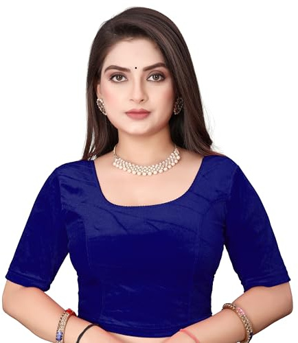SEEANS Women's Velvet Stretchable Saree Blouse | Readymade Full-Stitched Half Sleeve Choli | Soft & Comfortable Partywear Crop Top | Multi-Color Designer Blouse for Traditional & Festive Wear