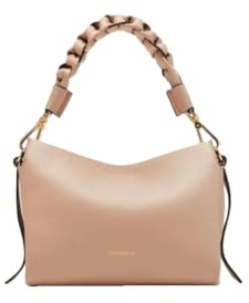 Coccinelle Leder Umhängetasche Schultertasche Boheme Grana Double Crossbody Double Grainy Leather Rosette/Warm Taupe beige
