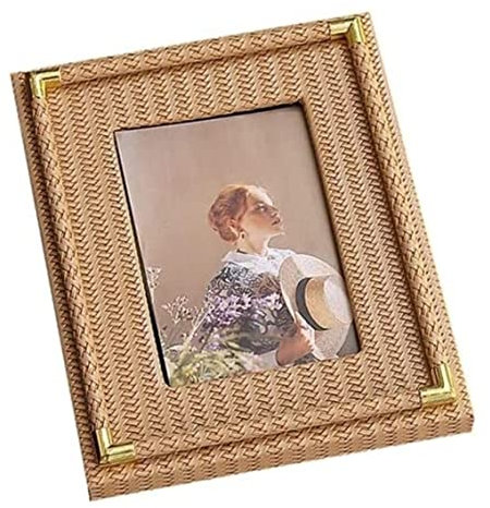 IWENZHKPA Fotorahmen Bilderrahmen Leder-Fotorahmen, Moderner Rechteckiger Bilderrahmen, Dekorativer Retro-Tisch Wie Rahmenverzierung Fotorahmen für Restaurants(B,4x6 inch)