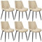 CLIPOP Esszimmerstühle 6er Set mit Metallbeinen, Küchen Stühle für Esszimmer Büro Restaurant (Kunstleder Beige, 6er Set Essstühle)