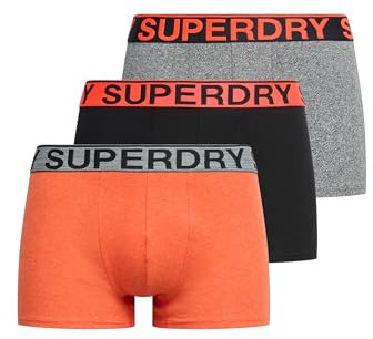 Superdry Herren Boxershorts im Dreierpack Karst Mega Schwarz/Schwarz/Leuchtend Orange Meliert S