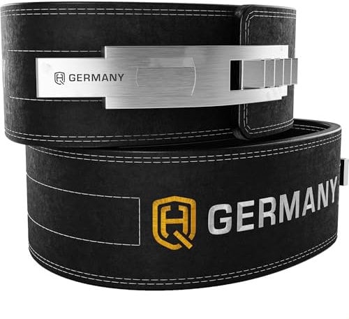 HQ Germany® Gewichthebergürtel Herren [S/M/L/XL] - 100% Rindsleder, 100% Edelstahl - Weight Lifting Belt, Gym Gürtel Gewichtheben, Powerlifting Fitness Gürtel Herren, Weightlifting Belt