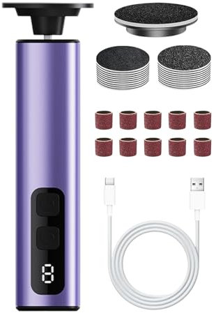 Grattugia elettrica per piedi per rimozione calli | Piedi professionali, strumento con dischi abrasivi e teste rotanti, 9 velocità per pelle dura e tacchi screpolati