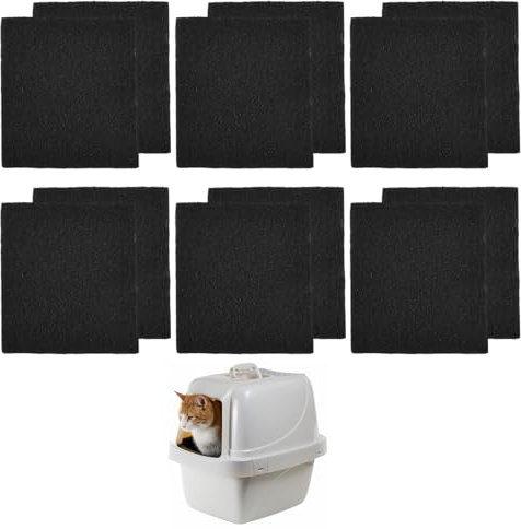 Carbon Filter for Cat Litter Box, 12pcs Activated Carbon Filter Odour Filters for Cat Litter Box Charcoal Filters