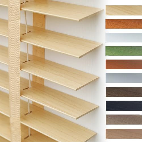 Holzjalousie 50mm Holz Jalousie Jalousette für Innen Fenster Horizontal Jalousien Sichtschutz Wärmedämmung Holzjalousien für Zuhause Büro holzjalousie innen W 50/65/80/90/100/135/160cm(Beige,110x180cm