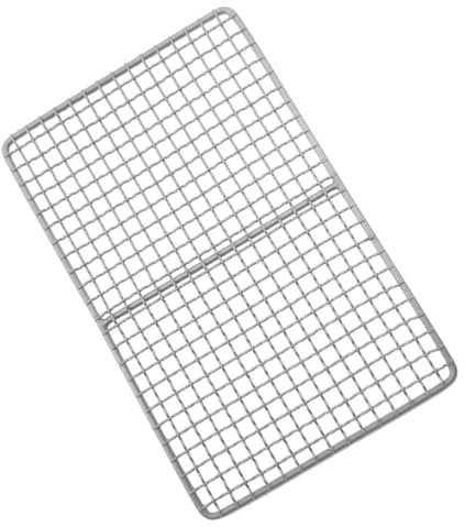 Grille de barbecue carrée en acier inoxydable avec pieds 40 cm x 20 cm – Grille de cuisson multi-surfaces pour barbecue au charbon de bois, friteuse à air, camping, anti-rouille, design anti-goutte