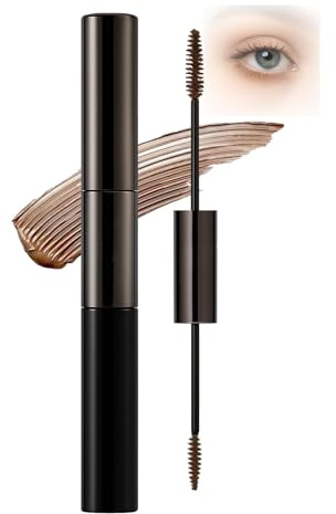 Dual-Ended Brown Mascara, 2 Spiral Brushes For Broad And Detail Application | Glossy Black Tube, Slim Applicator For Controlled Use Around Shorter Lashes, Suited To Everyday Make-Up Routines
