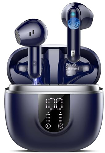 Jesebang Cuffie Bluetooth senza fili Bluetooth 5.4 Cancelling Microfono Auricolari HiFi Stereo Basso Blu