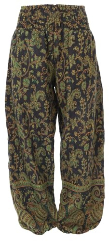 Flauschige Boho Pluderhose, Wohlfühlhose, weich und warm, schwarz/grün