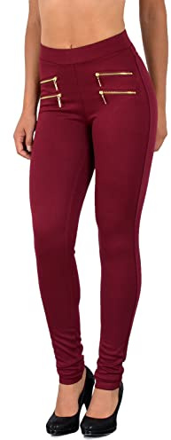 ESRA Damen High Waist Hose Stretch Skinny Damenhose High Waisted Hose bis Übergröße J189