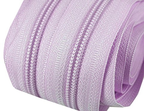 6 m endlos Reißverschluss 5 mm Laufschiene + 15 Zipper Meterware teilbar Farbwahl (flieder)