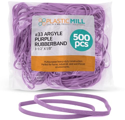 PlasticMill Rubber Bands - #33 Size - Argyle Purple Rubberbands - 1LB/500 Count