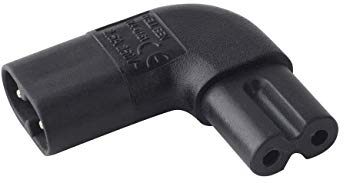 IEC320 C7 auf C8 rechtwinkliger AC-Adapter, IEC 320 C7-C8, 90 Grad vertikaler linker rechtwinkliger Netzadapter, Figur 8 Stecker auf Buchse, Wechselstrom-Konverter, 1 Stück