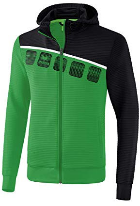 Erima Herren 5-C Trainingsjacke mit Kapuze, smaragd/schwarz/weiß, M