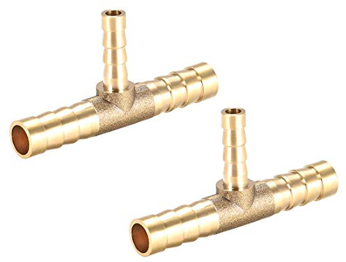 sourcing map 8 mm x 5 mm x 8 mm in ottone tubo riduttore barb raccordo a T a 3 vie connettore spinato aria acqua carburante gas 2 pz