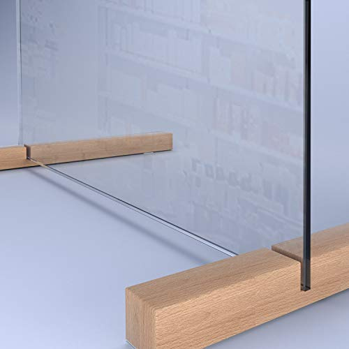 SARAR Spuckschutz aus 8mm echtes SICHERHEITSGLAS - (B) 50 cm x (H) 50 cm Made in Germany - Antibakteriell Hustenschutz Thekenaufsatz Niesschutz Spritzschutz Virenschutz ESG F1