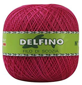 DELFINO Filato Cotone per Uncinetto 100g - Disponibile in più Colori e Spessori - Gomitolo Colore Fucsia (339) - Spessore Numero 12 - da Ricamo 100% Filo di Scozia - 100% Made in Italy