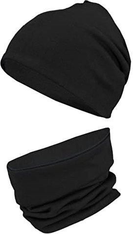 TupTam Mütze Kinder & Schlauchschal Set – Beanie Kinder für Herbst & Winter, Warme Mütze Jungen & Mädchen Oeko-TEX, Farbe: Schwarz, Größe: 50-52