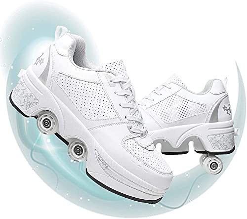 ZHYX Rollschuhe Quad Roller Skates Skate Roller,2-in-1- Skate Schuhe Sportschuhe multifunktionale Deformation unsichtbare Schuhe fersenroller,33