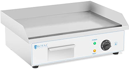 Royal Catering Fry Top Eléctrico para Cocina Parrilla Profesional RC-EG54 (Placa: 550 x 350 mm, Potencia: 3.000 W, Superficie de calentamiento lisa)