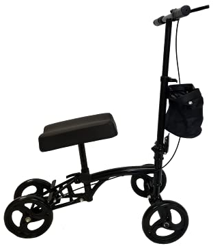 Panlova Mobility Knee Walker Scooter - Steerable Scooter for Broken Leg, Foot, Ankle Injuries - Knee Cycle Leg Walker for Adults - Orthopaedic Seat Pad for Adult and Elderly (Black)