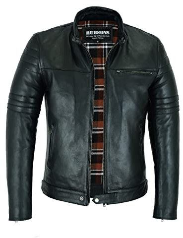 RUBSONS Men's Classic Leather Motorcycle Jacket (DE/NL/SE/PL, Alphanumerisch, XL, Regular, Regular, Black)