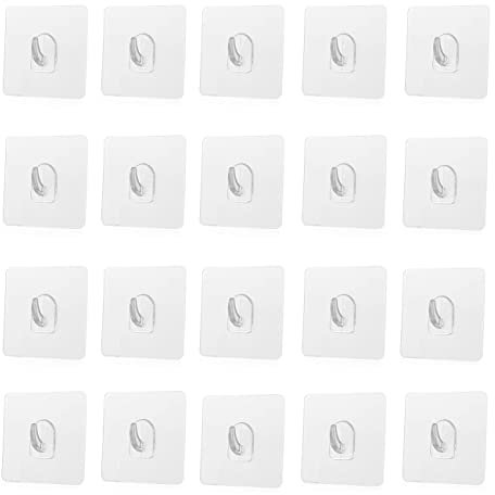 Ganci Adesivi,20 PCS Gancio Autoadesivi Ganci da Parete Trasparenti Gancetti Ganci Multiuso Senza Cuciture Appendini Adesivi per Cucina Bagno Camera Letto Appeso Asciugamano Porta a Parete Soffitto