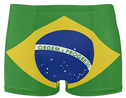 Dallonan Boxer Briefs Swimming Trunks Mens Brazil Flag Beach Bikini Underwear Medium