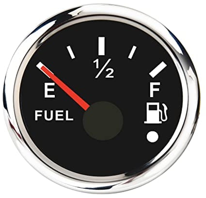 Geloo Tankanzeige, 52 mm Kraftstoffstandsanzeige wasserdicht digitale Tankgeber 0–190 Ohm mit Alarmlicht für Auto Boot Yacht LKW