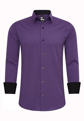 R-Neal Business-Hemd Herren Kontrast Hemd Hochzeit-Hemd Slim Fit Hemden Stretchhemd S - 4XL G44